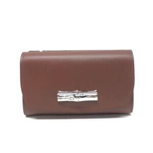 Longchamp Brown Leather Roseau Wallet Small New With Tags Silver Clasp